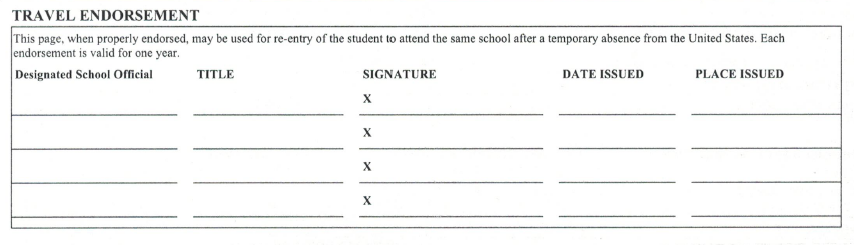 Sample I-20 Travel Signature